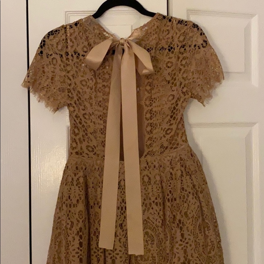 ASOS nude lace midi dress